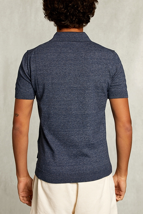 CUSTOM FIT PIMA COTTON SWEATER POLO COLLAR BLUE MOON MIX BLU 2