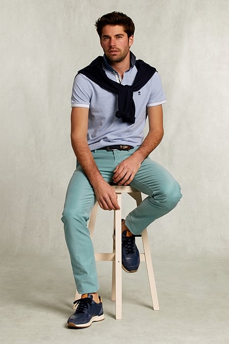 CUSTOM FIT COTTON POLO SEAWATER MIX BLUE 4