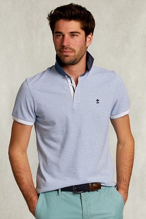 CUSTOM FIT COTTON POLO SEAWATER MIX BLUE 3