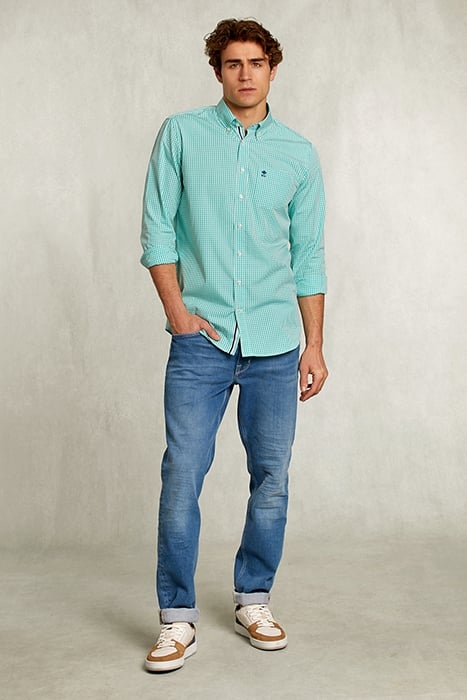 CUSTOM FIT CHECKED SHIRT GREEN/WHITE MULTI 3