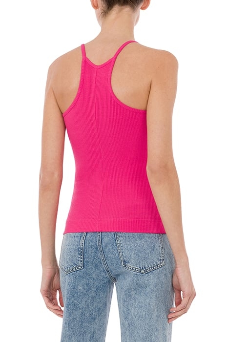 LOGO PATCH RIBBED COTTON TANK TOP PINK 2
