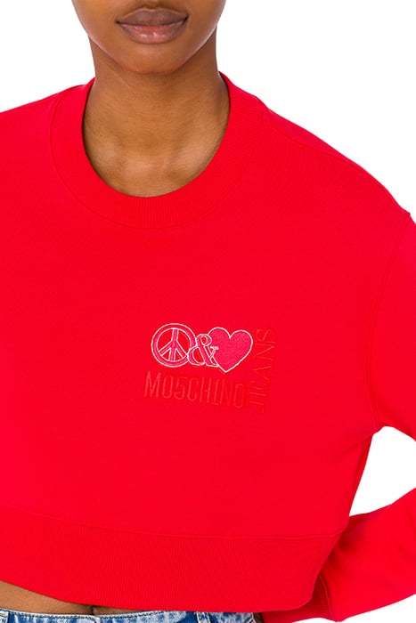 PEACE & LOVE LOGO CROPPED SWEATSHIRT RED 4