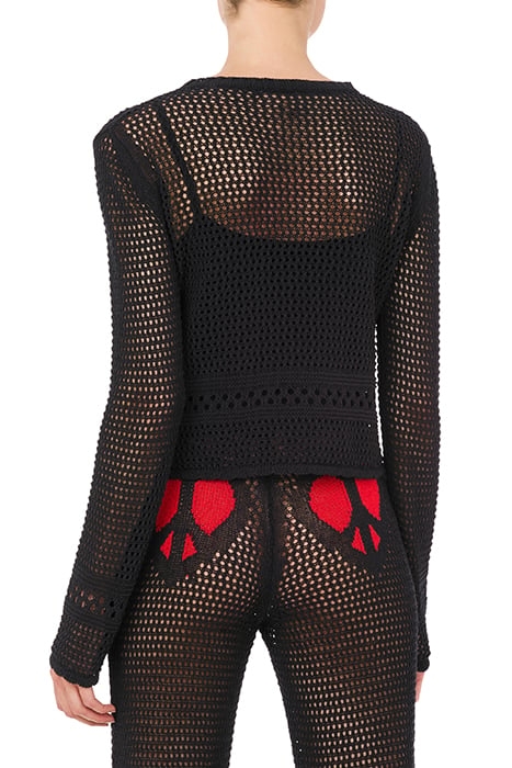 PEACE & LOVE PERFORATED KNIT SWEATER BLACK 2