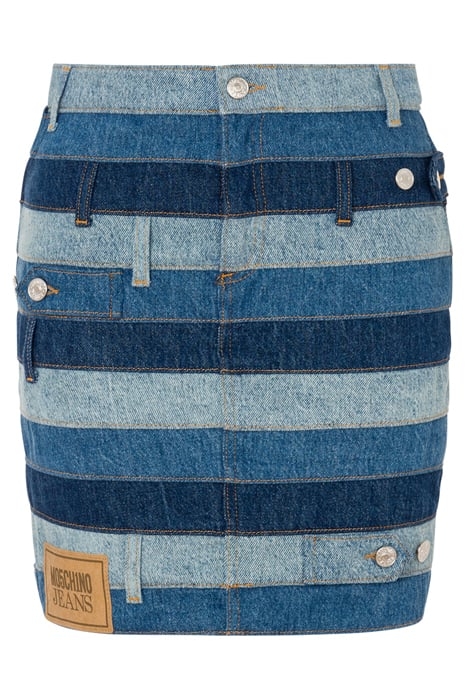 PATCHWORK DENIM MINI SKIRT BLUE 3
