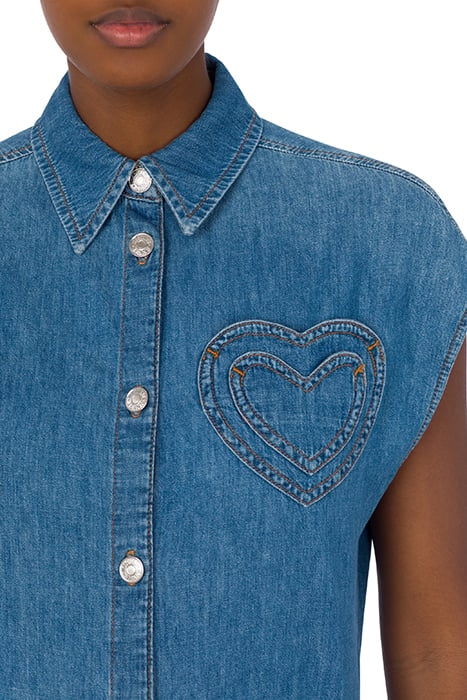 HEARTS POCKET CHAMBRAY SHIRT BLUE 4