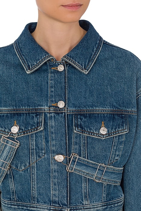 SUSPENDERS CROPPED DENIM JACKET BLUE 4