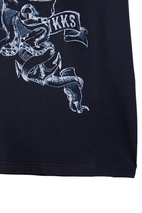 BOYS' NAVY ORGANIC COTTON T-SHIRT WITH SKULL IMAGE 3