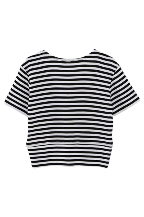 GIRL’S BLACK T-SHIRT WITH WHITE STRIPES AND BOW 2