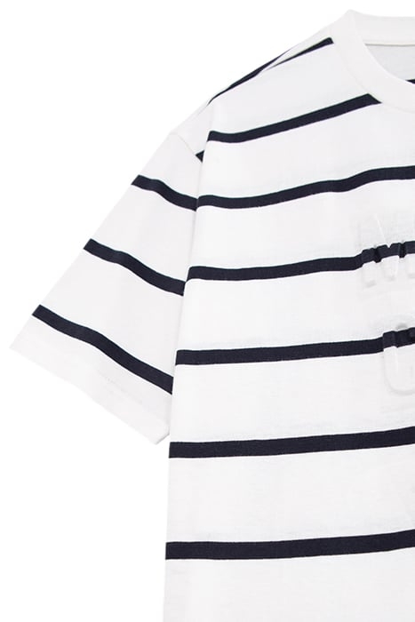 BOYS' WHITE ORGANIC COTTON T-SHIRT, STRIPED WAY LOGO IMAGE 4