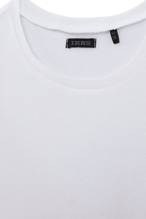 GIRLS' WHITE POINTELLE KNIT T-SHIRT WITH HEART MOTIF 3