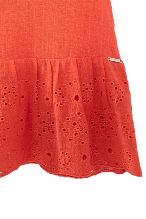 GIRLS’ RED SQUARE NECK TOP WITH EYELET EMBROIDERY 6