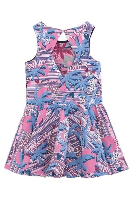 GIRLS' WHITE DRESS WITH PALM-TREE LEOPARD JACQUARD 2