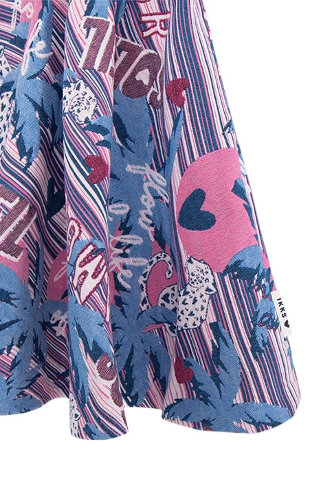 GIRLS' WHITE DRESS WITH PALM-TREE LEOPARD JACQUARD 6