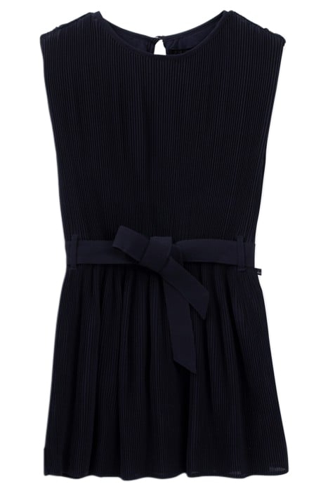 GIRLS’ NAVY PLEATED DRESS WITH BELT 1