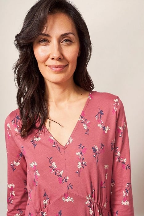 TEA MIDI JERSEY DRESS PINK MULTI 3