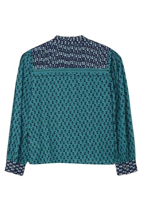 MABEL MIXED PRINT SHIRT TEAL MULTI 3