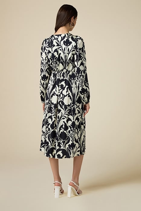 PATTERNED SATIN MIDI DRESS BLACK 2