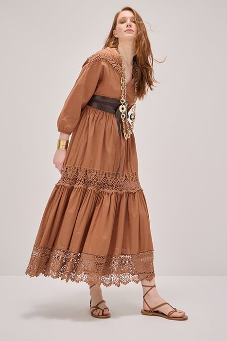 LONG DRESS WITH CROCHET INSERTS NATURAL 4
