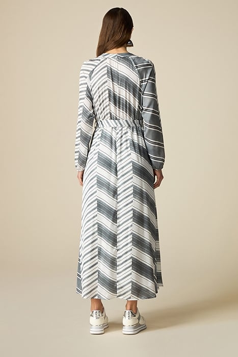 LONG PATTERNED SATIN DRESS GREY 2