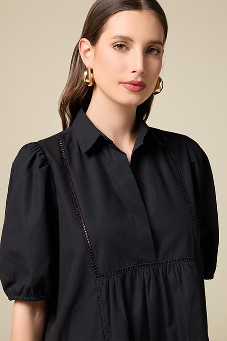 SHORT POPLIN DRESS WITH OPENWORK BLACK 5