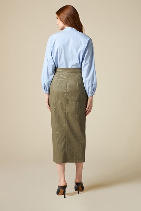 CRINKLED FABRIC MIDI PENCIL SKIRT GREEN 3