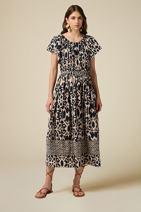 LONG COTTON DRESS WITH PATTERN BLUE 1