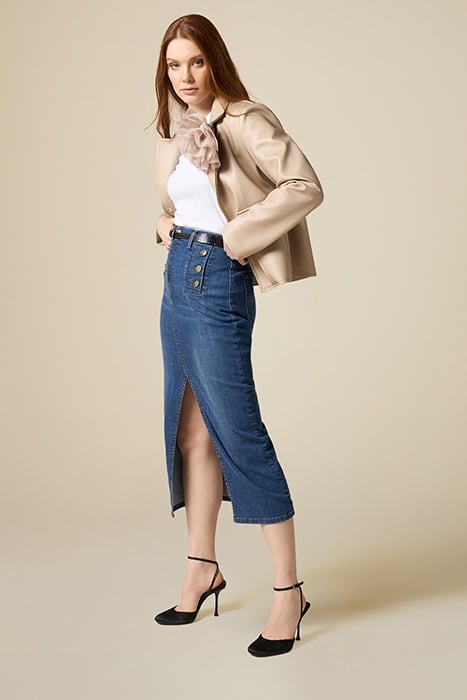 SHORT PEA COAT WITH JUMBO BROOCH NATURAL 4