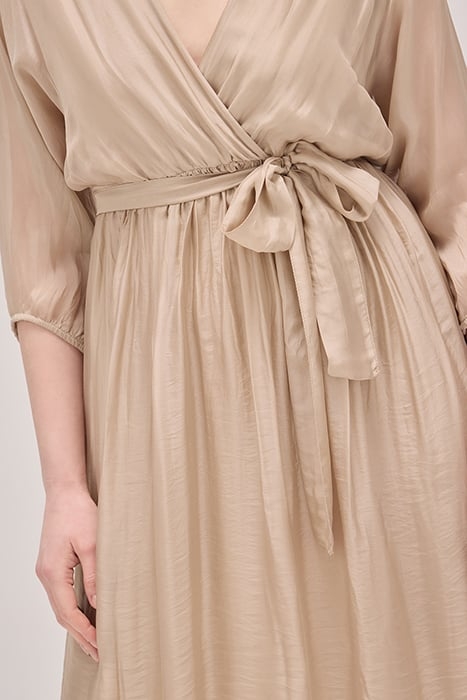 SHORT CROSSOVER SILK BLEND DRESS BEIGE 4