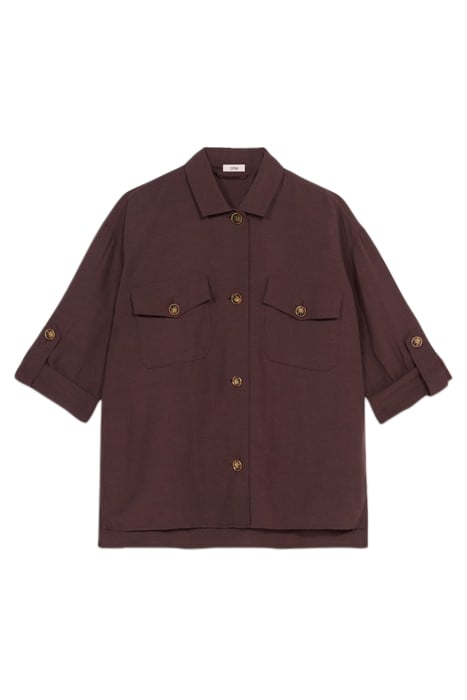 LINEN BLEND OVERSIZED SHIRT AUBERGINE 3