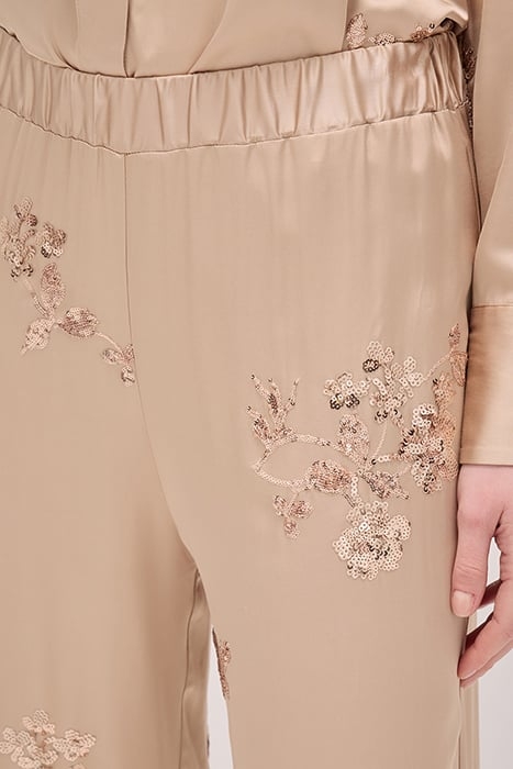 SATIN TROUSERS WITH SEQUIN EMBROIDERY BEIGE 5