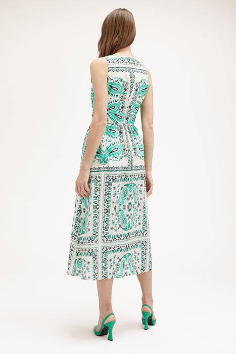 MIDI DRESS WITH FOULARD PATTERN WHITE 2