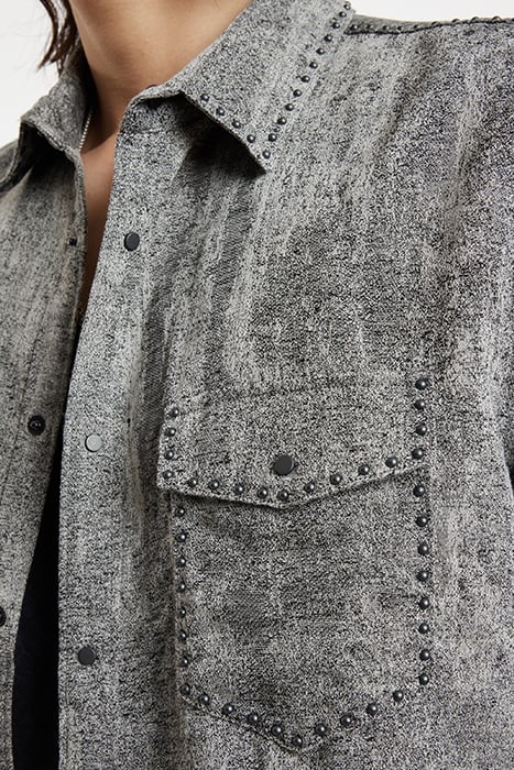 SLIM FIT STUDDED SHIRT IRON GREY 3