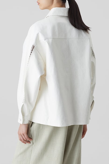 WHITE LEATHER JACKET WITH SEAMING DETAILS 2