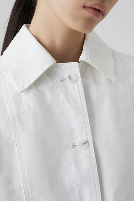 WHITE LEATHER JACKET WITH SEAMING DETAILS 5