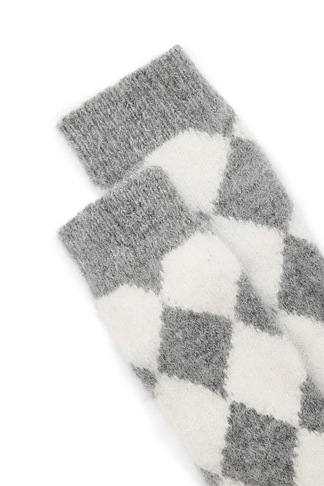 CHECK BRUSH SOCKS GREY/WHITE 2
