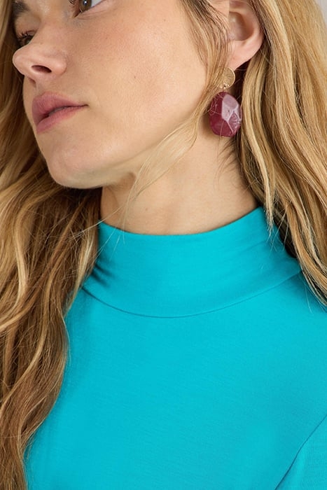 CAMILLE HIGH NECK TEE BRIGHT TEAL 4