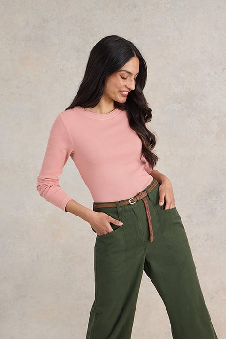 SADIE LONG SLEEVE RIB TEE DUSTY PINK 1