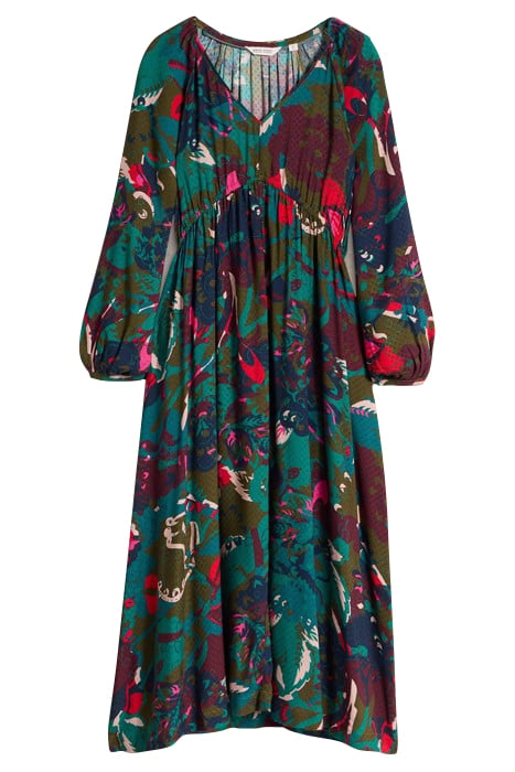 IZZY MIDI DRESS GREEN PRINT 3