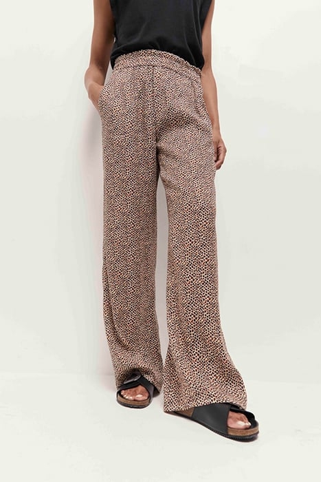 PRIMA - FLUID SAND TROUSERS WITH MINI GIRAFFE PRINT 1