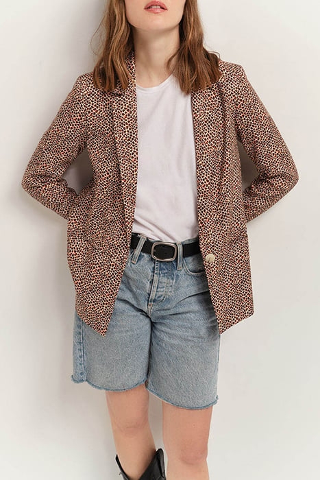 VINCE - SAND SUIT JACKET WITH MINI GIRAFFE PRINT 1