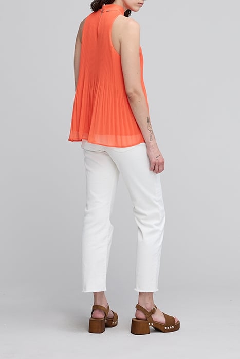 ORANGE RECYCLED PLEATED TOP WITH AMERICAN ARMHOLES 4