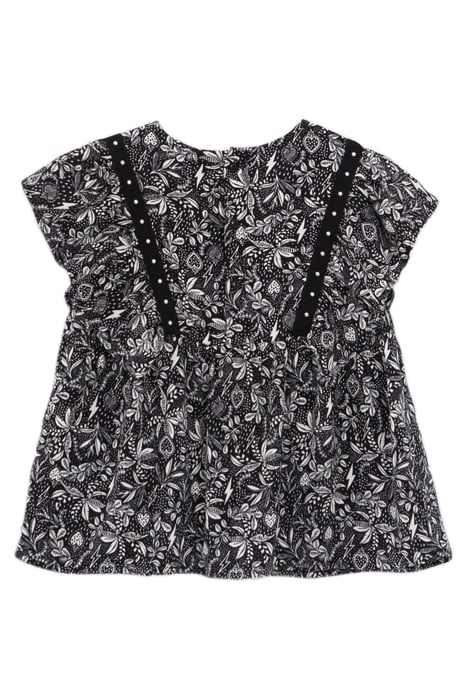 GIRLS' BLACK LENZING™ ECOVERO™ ROCK JUNGLE PRINT BLOUSE 2