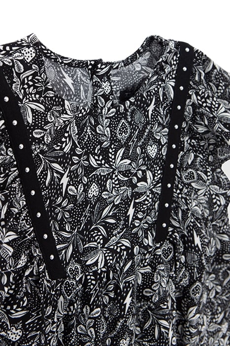 GIRLS' BLACK LENZING™ ECOVERO™ ROCK JUNGLE PRINT BLOUSE 4