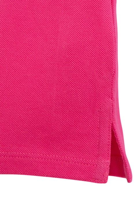 BOYS’ PINK COTTON POLO SHIRT, RED STRIPED RIBBING 5