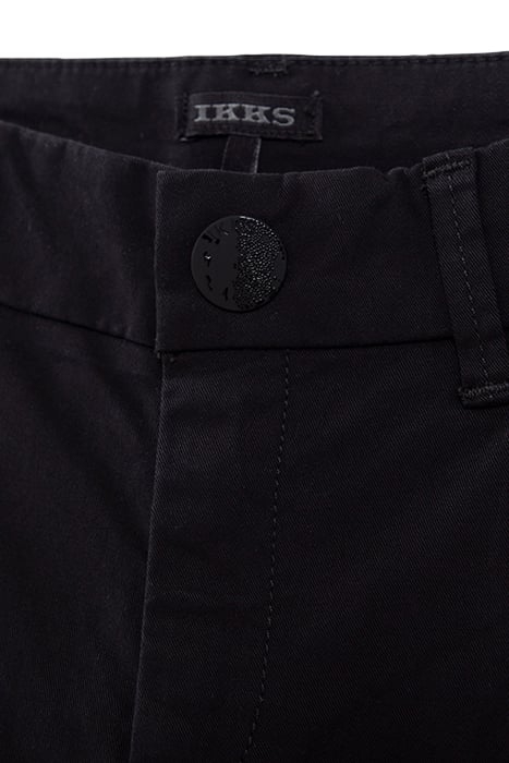 BOYS' BLACK CHINO SHORTS WITH SADDLE STITCHED POCKETS 7