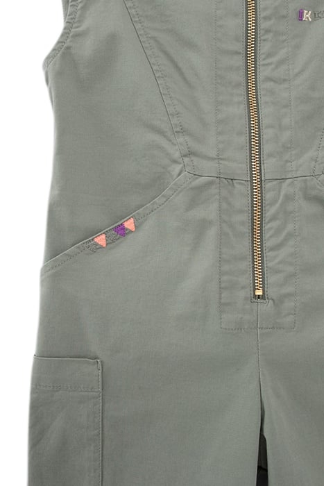GIRLS' KHAKI JUMPSUIT WITH COLOUR EMBROIDERY 5