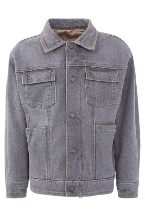 BOYS’ GREY DENIM/BEIGE NYLON REVERSIBLE JACKET 1