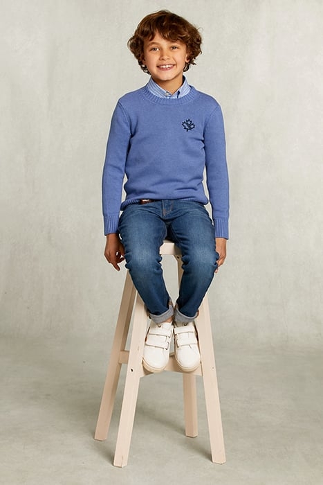 CUSTOM FIT COTTON/WOOL SWEATER JEANS MIX BLUE 3