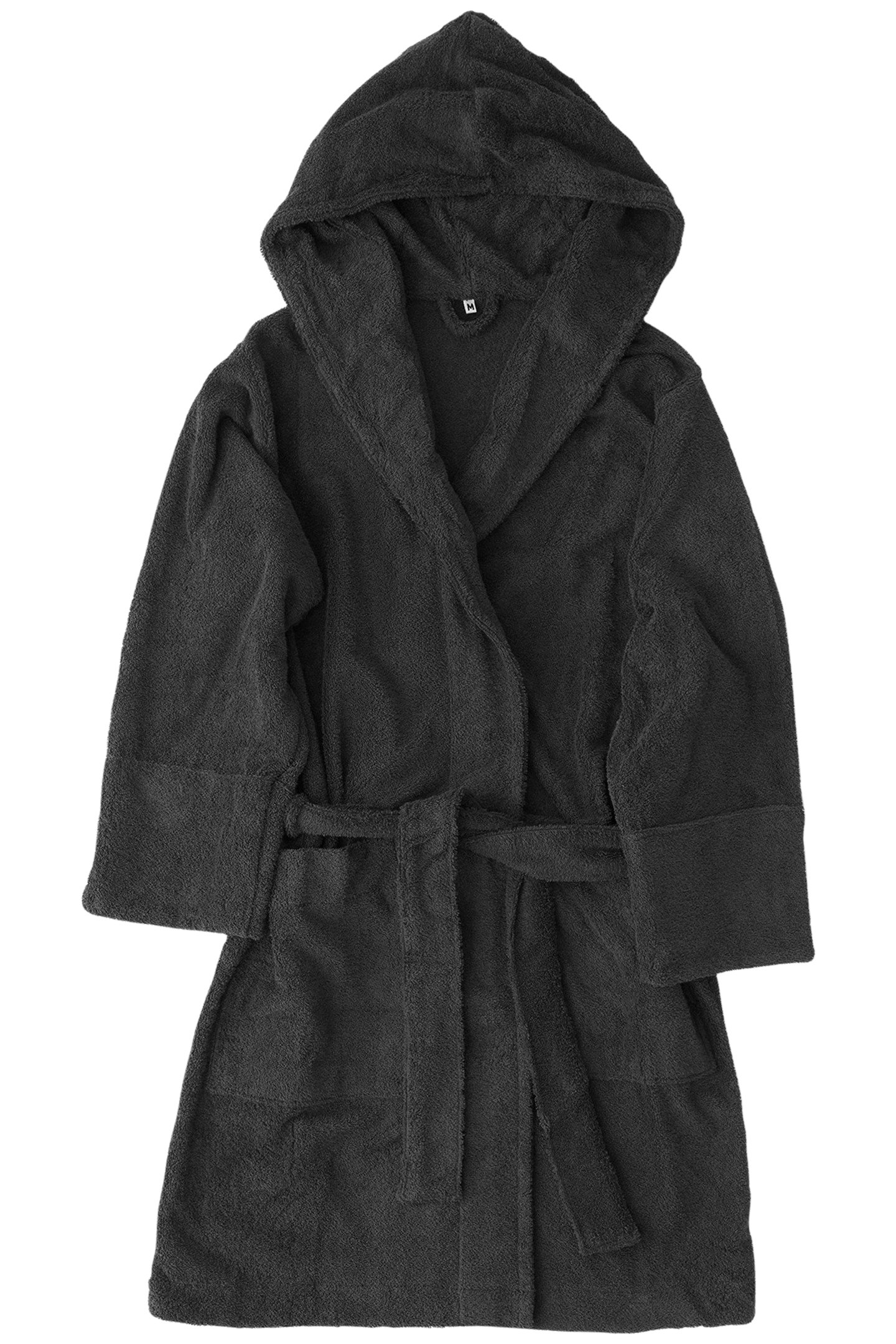 UNISEX HOODED BATHROBE ASH BLACK 3