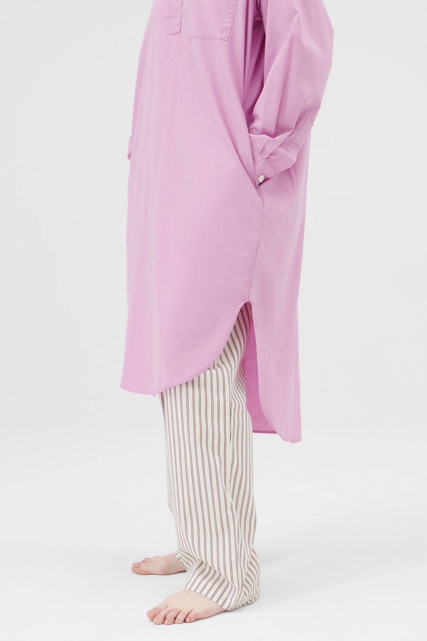 UNISEX POPLIN, NIGHT SHIRT PURPLE PINK 2